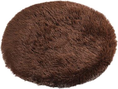 Кругла килимок для собак та котів з штучного хутра, 40 см, колір кава