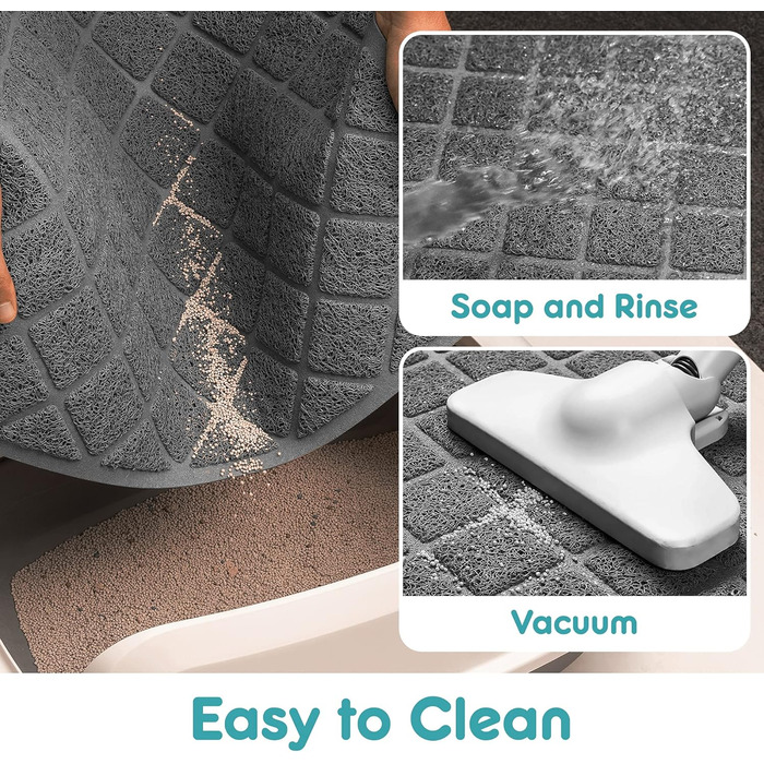 Килимок для котячого туалету Conlun Katzenklo Matte, сірий/чорний, 89x58/119x89 см, сітка для контролю розсипання, вологостійкий