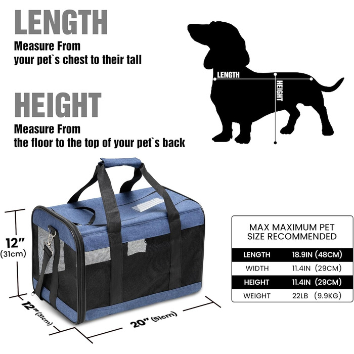 Транспортна переноска для собак та котів HITSLAM, складана, для подорожей, зелена/блакитна (M)