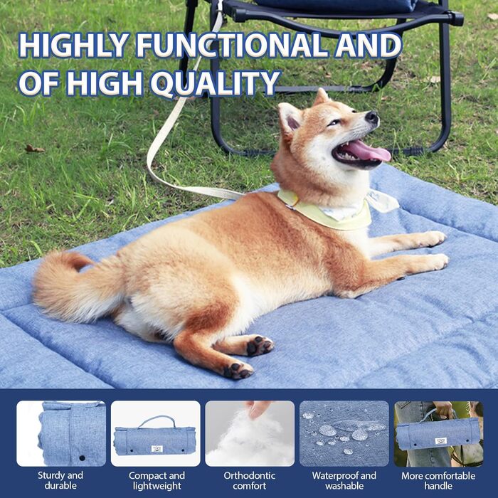 Килимок для собак у подорожі, 70 x 50 см: водовідштовхуючий, неслизький, для авто, багажника (синій, S)