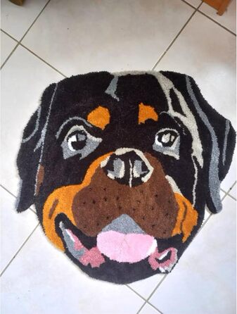 Персоналізований килимок для собак з індивідуальним портретом, коричневий, 56 x 60 см, прямокутний, антиковзкий, туфтований, мультфільм, кристановий оксамит/антиковзкий гумовий, для дому, вітальня