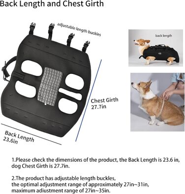 Сумка-переноска та повідковий ремінь для собак, Wakytu, для маленьких собак (4-8 кг), чорний, регульовані, дихаючі ремені