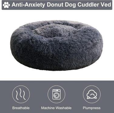 М'яке ліжко для собак та котів WNPETHOME, Anti-Angst Donut, 20x20 дюймів (50x50 см), Marineblau (Морська синя)