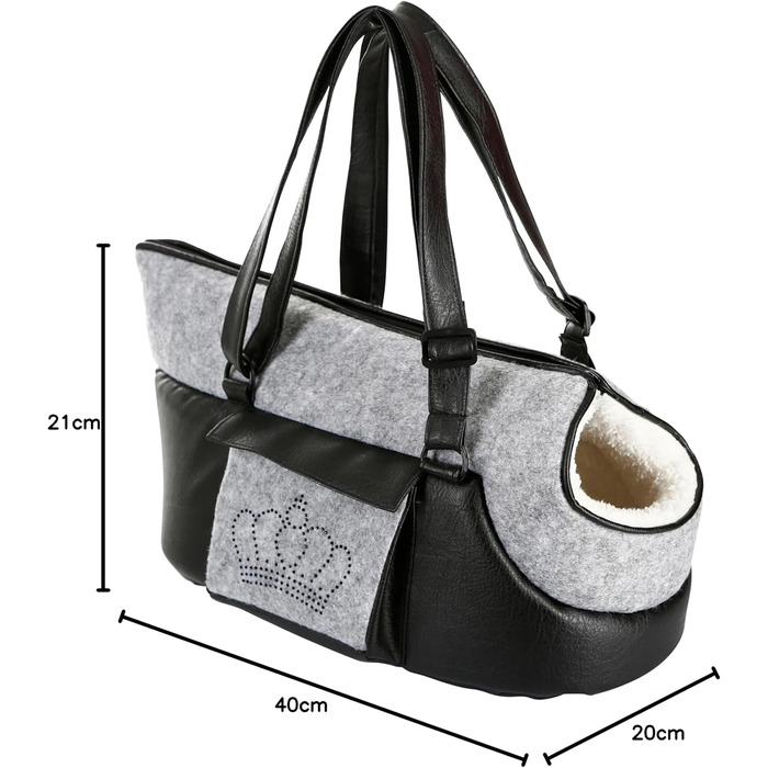 Переносна сумка для тварин Kerbl Chiara, чорно-сіра, 46x23x25 см, поліестер, для собак та котів