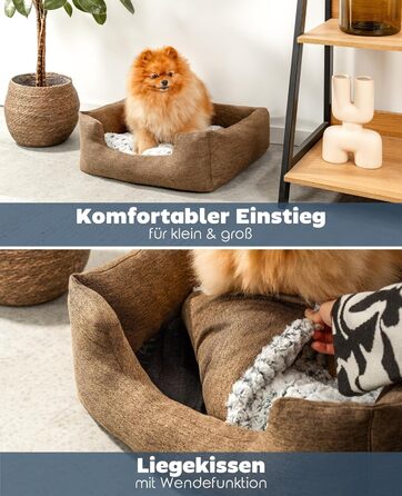 Кругле ліжко для собак та котів Lionto з м'яким змінним подушками, коричневе, 60x50 см