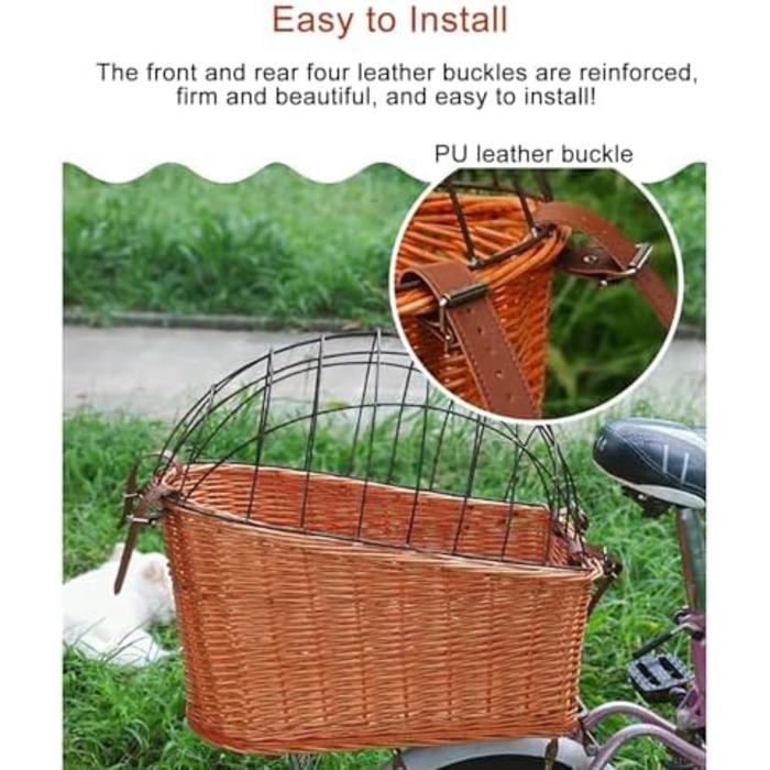 Фаркоп для тварин на велосипед - плетений кошик для котів та собак, транспортна клітка з металевим покриттям, кріплення до заднього колеса