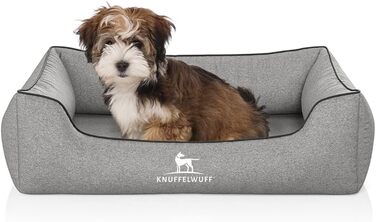 Ортопедичне ліжко для собак Knuffelwuff Amelie велюр, знімний чохол, 85x63 см, сіре, для малих, середніх і великих порід