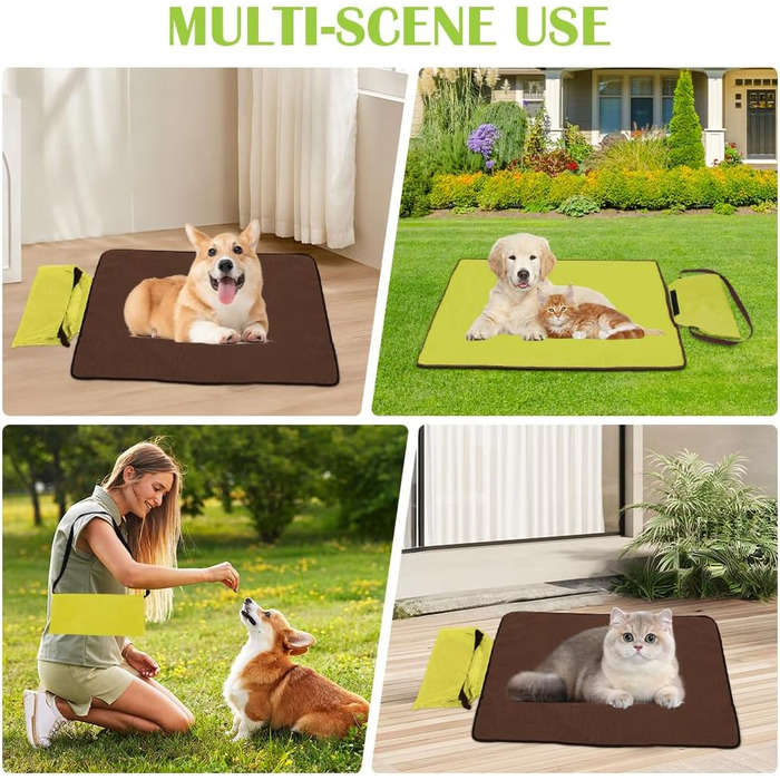 Водонепроникний килимок для собак та котів, 100x70 см (зелений)