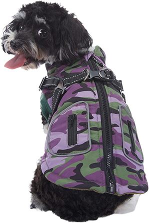 Зимова куртка для собак – 28 x 25 x 3 см, світловідбиваючий зимовий одяг для собак | Жилет з інтегрованим шлейкою, одяг для домашніх тварин зі світловідбиваючими смугами для маленьких, середніх та великих собак XLL