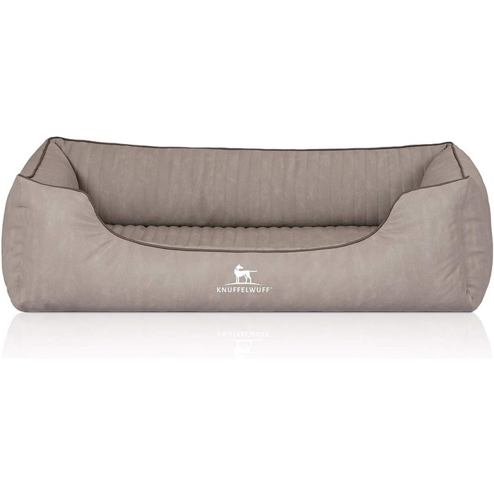 Ортопедичне собаче ліжко Knuffelwuff Tampa з лазерного тиснення з штучної шкіри XXL, 120 x 85 см (105 x 75 x 25 см), сірий колір