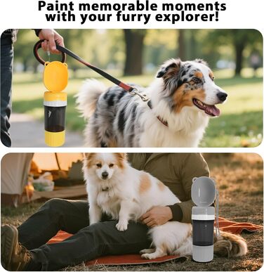 PawSailor 2-в-1 Поїлка та Контейнер для Корму для Тварин - 4 літри води + 500 г корму, Безвитікаюча Подорожня Поїлка-Миска для Собак, для Прогулянок, Походів, кемпінгу, Сіра