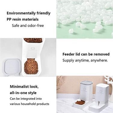 Автоматична поїлка та годівниця для собак і котів, 3,8 л, BPA-free, миска для домашніх тварин