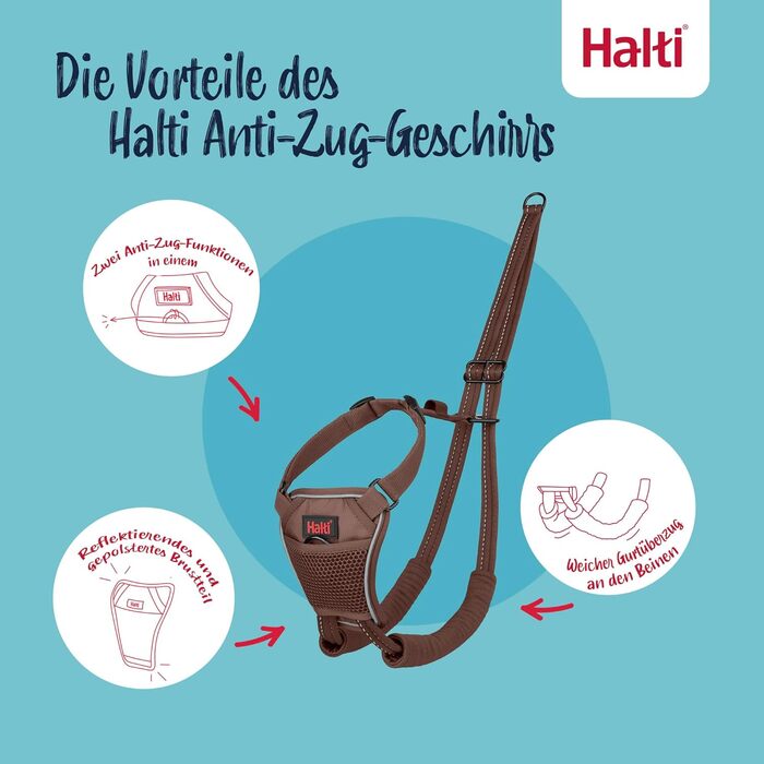 Нашийник HALTI проти тяги для собак - запобігає ривкам, розмір M, горіховий колір