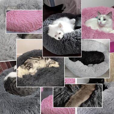 М'яке ліжко для собак та котів, зручне та тепле, з антистресовим ефектом, для маленьких та середніх порід (60 см, темно-сірий)