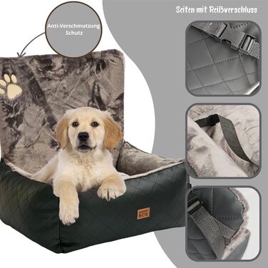 Автомобільний лежак для собак Golden Dog з кріпленням на ремінь безпеки, 73 x 56 см, колір графіт