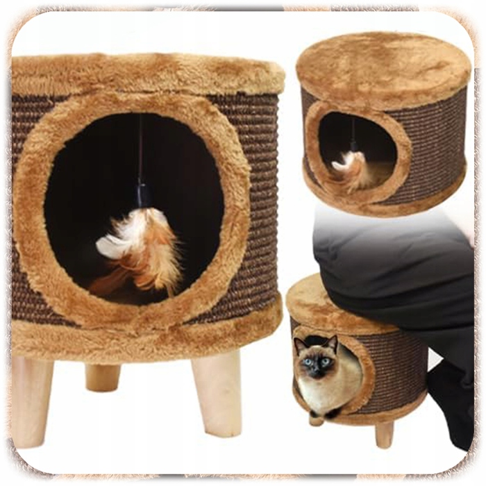 Будиночок-дряпалка для кота 2в1: лежанка та іграшка, 33x33x35 см