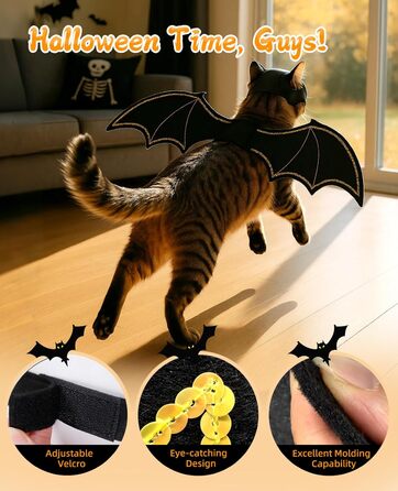 Костюм на Хелловін для собак: крила кажана, карнавальний костюм для тварин, для цуценят, собак маленьких, середніх та великих порід, веселий косплей