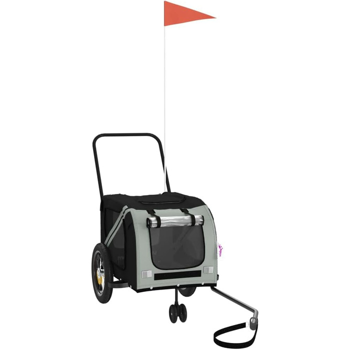 Причеп для тварин (122x52x53 см, чорний та сірий)