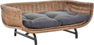 Корзина для собак та котів Retro Design, XL, з подушкою, ротанг, світло-коричневий