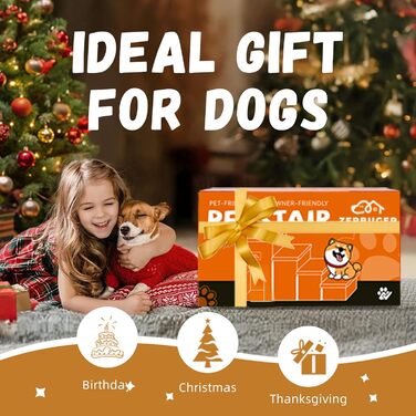 Сходинки для собак 4-х ступеневі, 58,4 см висота, для високих ліжок, вікон, складаються, коричневі, для маленьких, середніх та великих собак