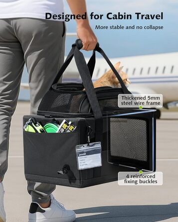 Транспортна сумка для котів Pecute - переноска для котів та маленьких собак, складана, легка, для подорожей, зелена (сіра)