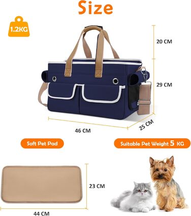 Транспортна переноска для котів та собак ALLSOPETS, складана, дихаюча, для подорожей, кемпінгу, прогулянок (Блакитна)