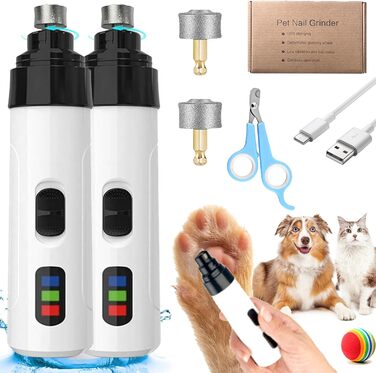 Електричний триммер для собак - шліфувальник нігтів USB, тихий, ергономічний, прецизійне підрізання, для всіх порід (2 шт.)