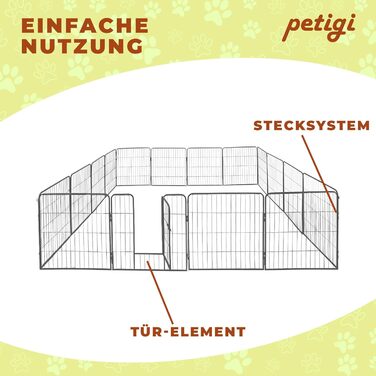 Клітка для цуценят Petigi, вольєр з порошковим покриттям, складаний, розмір комірки 47 мм, для використання в саду, 80x80 см