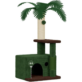 Котячий комплекс Kratzbaum 90 см: кігтеточка, будиночок та іграшки для котів (зелений)