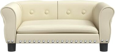 Диван для собак, м'яке ліжко для домашніх тварин, диванчик для собак, ліжко для цуценят, диван для домашніх тварин, будиночок для собак, для великих та середніх собак, сучасний та елегантний дизайн (70x45x30 см, кремовий)