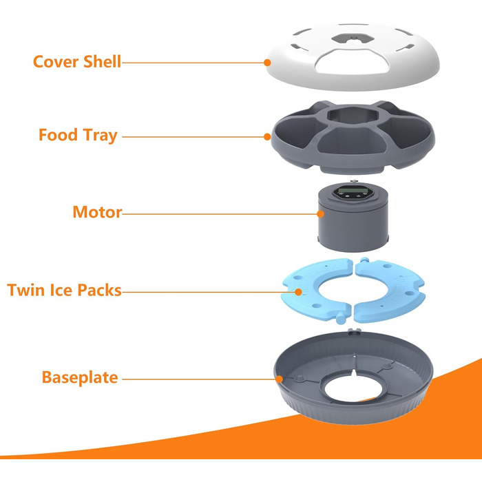 Автомат для годування котів Lafisun, 6 порцій, з охолодженням, програмований таймер, для вологого корму