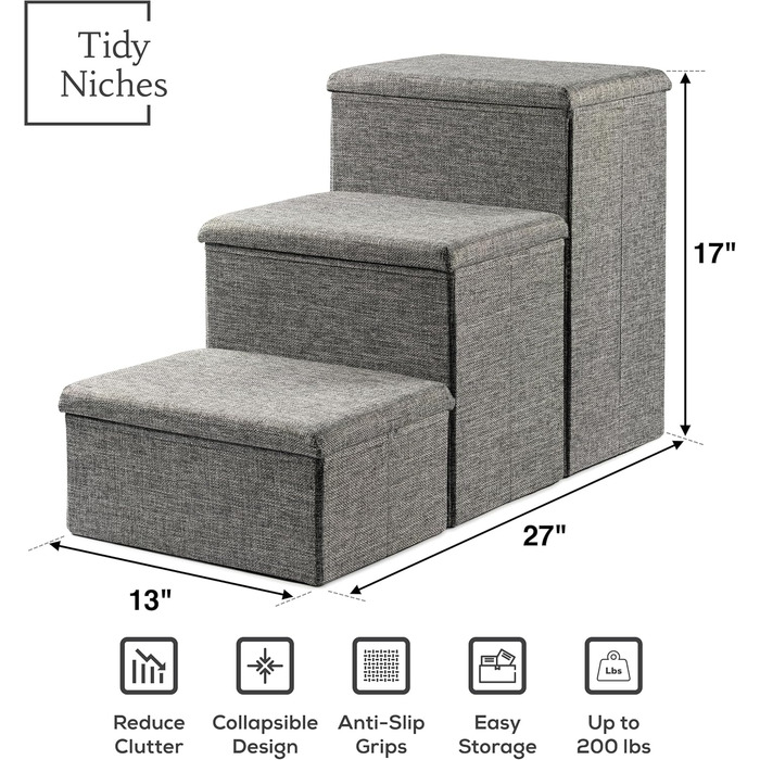 Сходи для собак TIDY NICHES з місцем для зберігання, складні, регульовані, для маленьких собак і цуценят, для ліжка, дивану, легкі, портативні, для дому