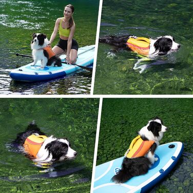 Спасальний жилет для собак великих порід, Ripstop, безпечний захват, регульований, для купання та водних прогулянок (жовто-помаранчевий, L)