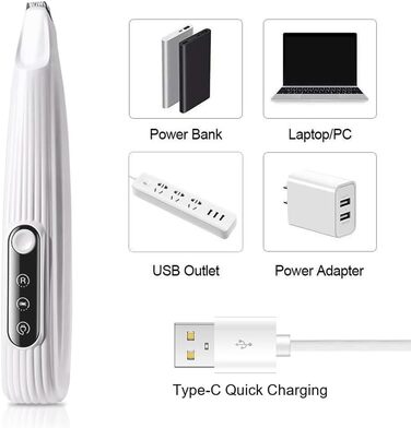 Машинка для стрижки котів та собак, домашніх тварин, біла, з LED-дисплеєм та світлом, для догляду за лапами, очима, вухами, обличчям