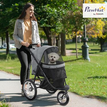 Візок для собак PawHut - візок-бігун для маленьких собак та котів до 10 кг, сірий