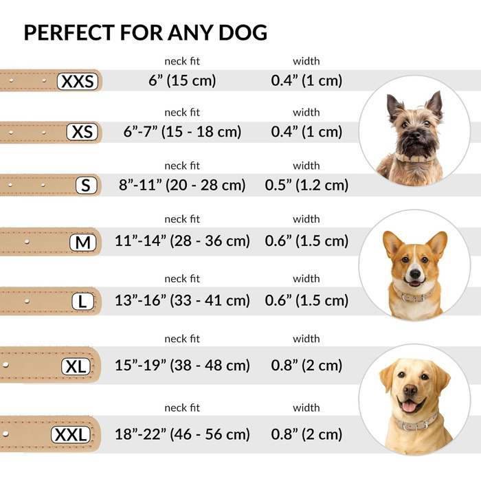 Шкіряний ошийник для собак CollarDirect, круглий, м'який, з роликом, ручної роботи, з натуральної шкіри, чорний, червоний, фіолетовий, синій (бежевий), розмір 15-18 см