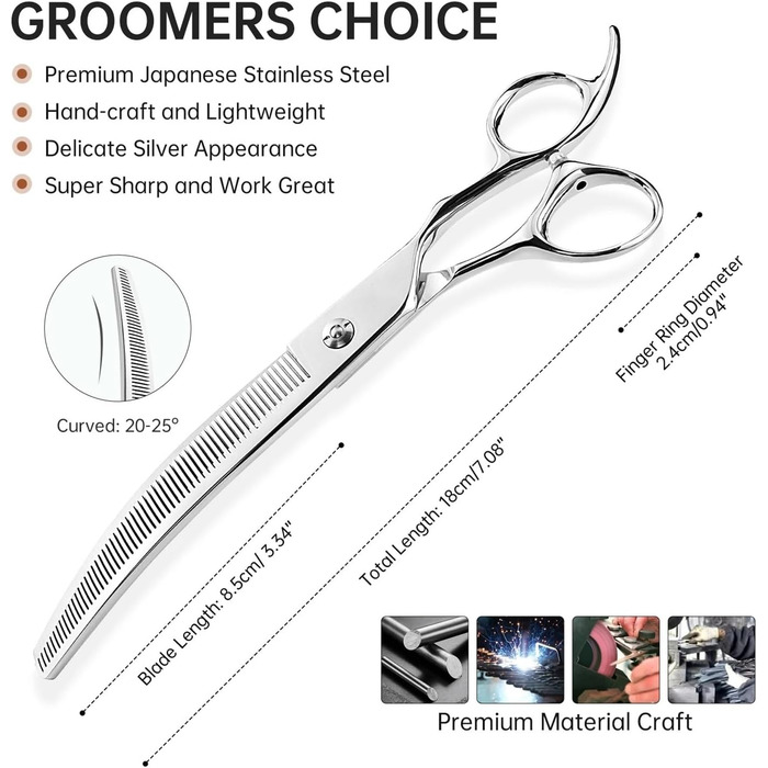 Професійна витончена ножиці для грумінгу собак та котів, 7 дюймів, японська сталь