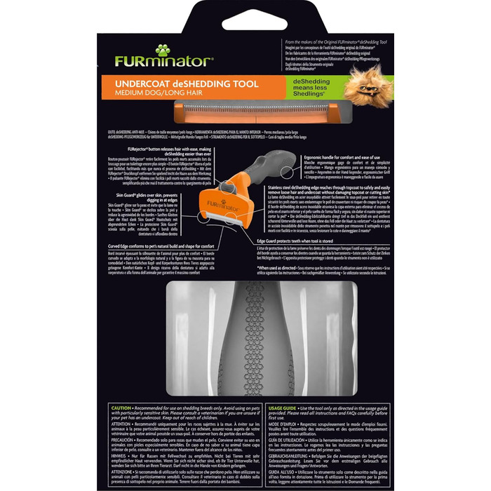 FURminator для собак середнього розміру з довгою шерстю: щітка для видалення підшерстка, версія 2.0