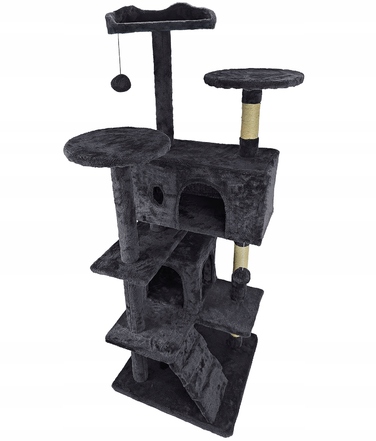 Високий кігтеточка для котів Mersjo, чорна, 138 см, сизаль