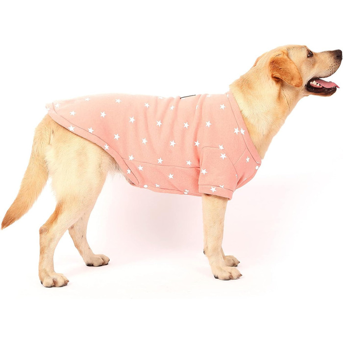 Теплий зимовий пуловер з зірочками для собак середніх та великих порід, м'який фліс, круглий вигин, рожевий колір, розмір 6XL