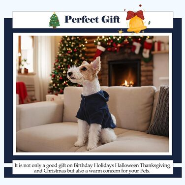 Теплий флісовий худі з капюшоном для великих собак Nanaki з отвором для повідка, блакитний, для хлопчиків та дівчаток, м'який, еластичний, для Бігль, розмір L (Обхват грудей: 58 см)