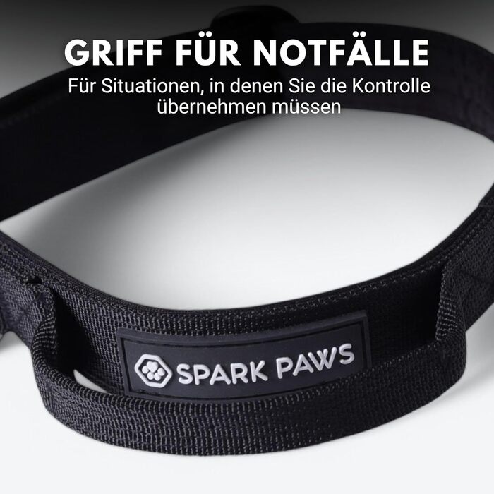 Тактичне нашийник для собак Spark Paws – міцний, преміум-якість, для великих та середніх собак (чорний, XS: 9-18кг [2.5см])