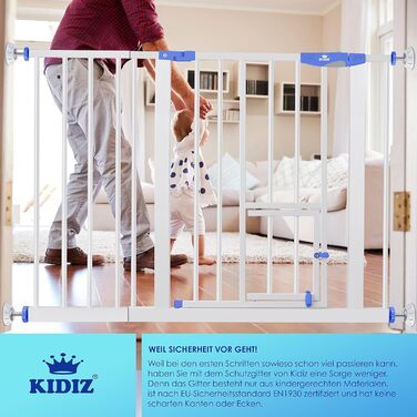 Захисне ворота KIDIZ® для дітей та домашніх тварин: безпечне огорожа для сходів, розширюване, без свердління, синього кольору (102-115 см)