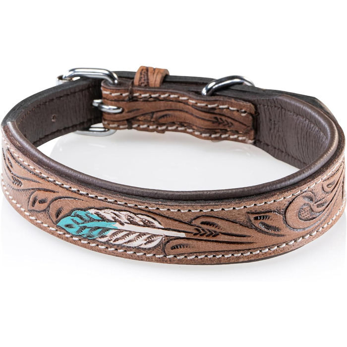 Стильний шкіряний нашийник для собак Джек Рассел від Unikat: ручна робота, м'який, багатокольоровий, з натуральної шкіри буйвола, XL (48-58 см)