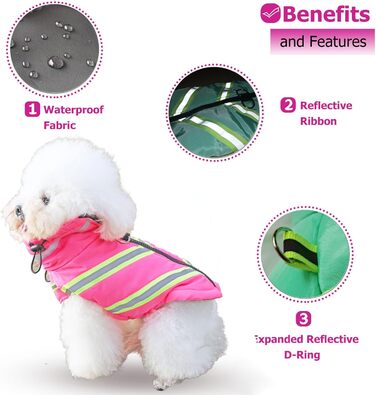 Зимовий теплий одяг для собак: куртка, жилет, плащ. Водонепроникний, вітронепроникний, з відбиваючими елементами. Рожевий колір. Підходить для малих, середніх та великих собак.