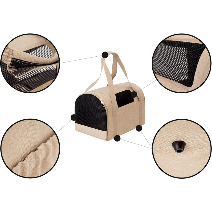 Транспортна сумка для собак та котів, сумка-переноска для тварин, Beige, 31x49x31 см, еко-лляна тканина