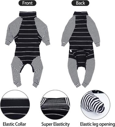 Піжама для собак після операції, комбінезон з довгим рукавом, чорний, для захисту рани, альтернатива комірцю (M, 1 шт.)