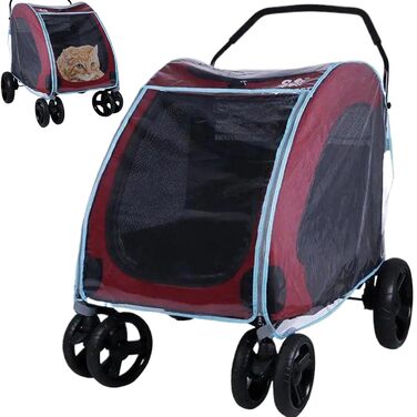 Захист від дощу для візка для собак, велика блискавка, захист для візка для домашніх тварин, водонепроникний, прозорий, PVC, захист від негоди, аксесуари для домашніх тварин
