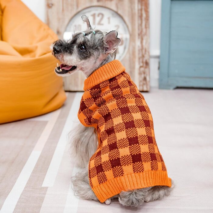 Пуловер для собак PUPTECK, теплий трикотажний одяг для собак, котів, осінь/зима, помаранчевий, розмір S
