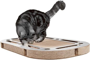 CanadianCat Company XXL ігровий майданчик для котів 85x54x5,8 см із вбудованим картонним дряпаком, котяча іграшка, світло-сіре дерево